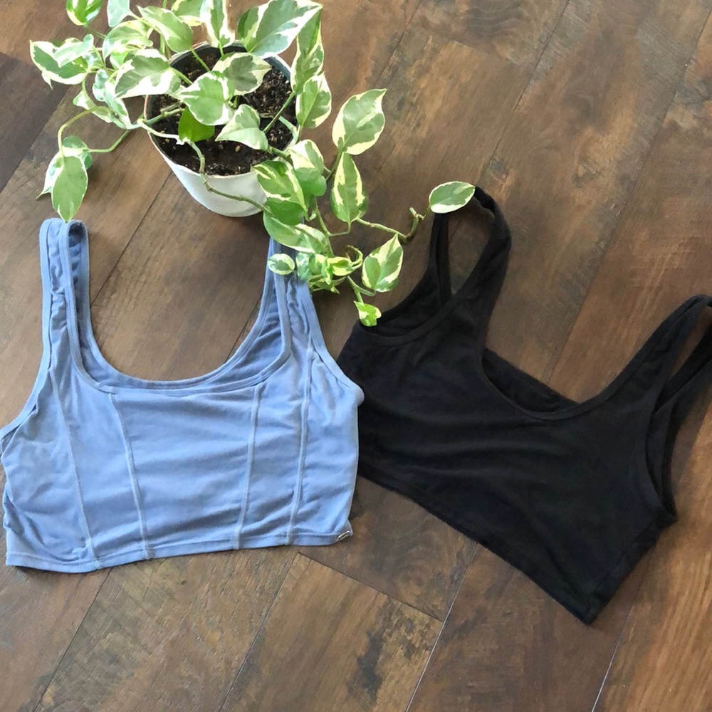 STEVE MADDEN lot of 2 exercise workout bralettes bras blue & black size L